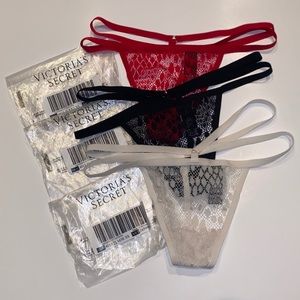 All 3 Strappy Snake Lace Thong Panties XS
